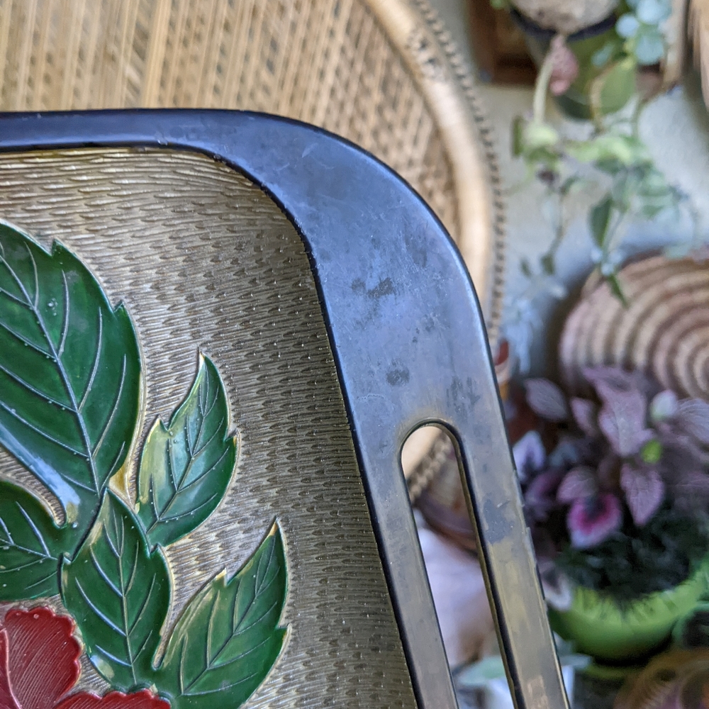 Vintage 70s Floral Bohemian Tray Hippie Eclectic Home Decor - Picture 14 of 16